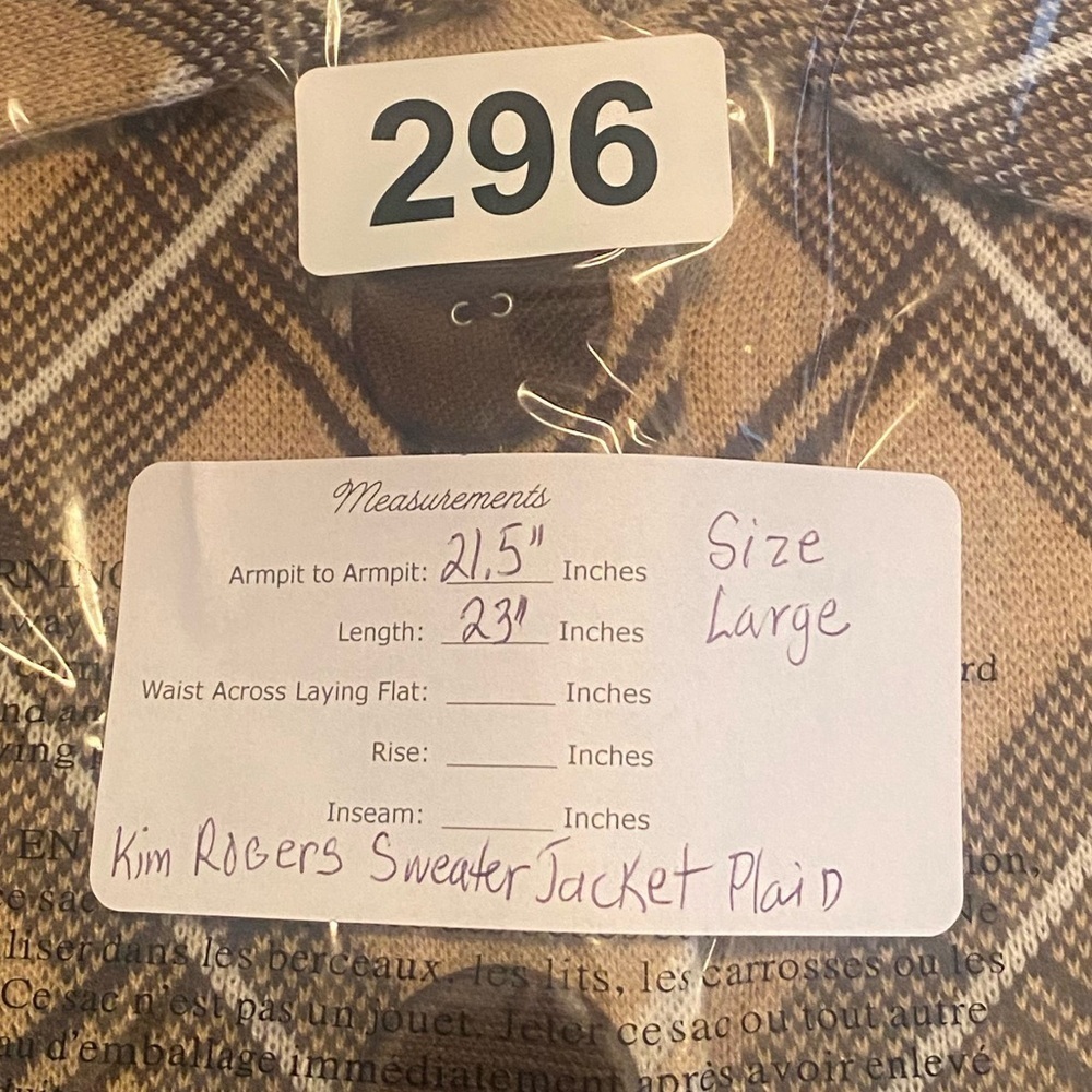 Women's Kim Rogers Plaid 3/4 Sleeve‎ Sweater Jacket - Picture 7 of 7